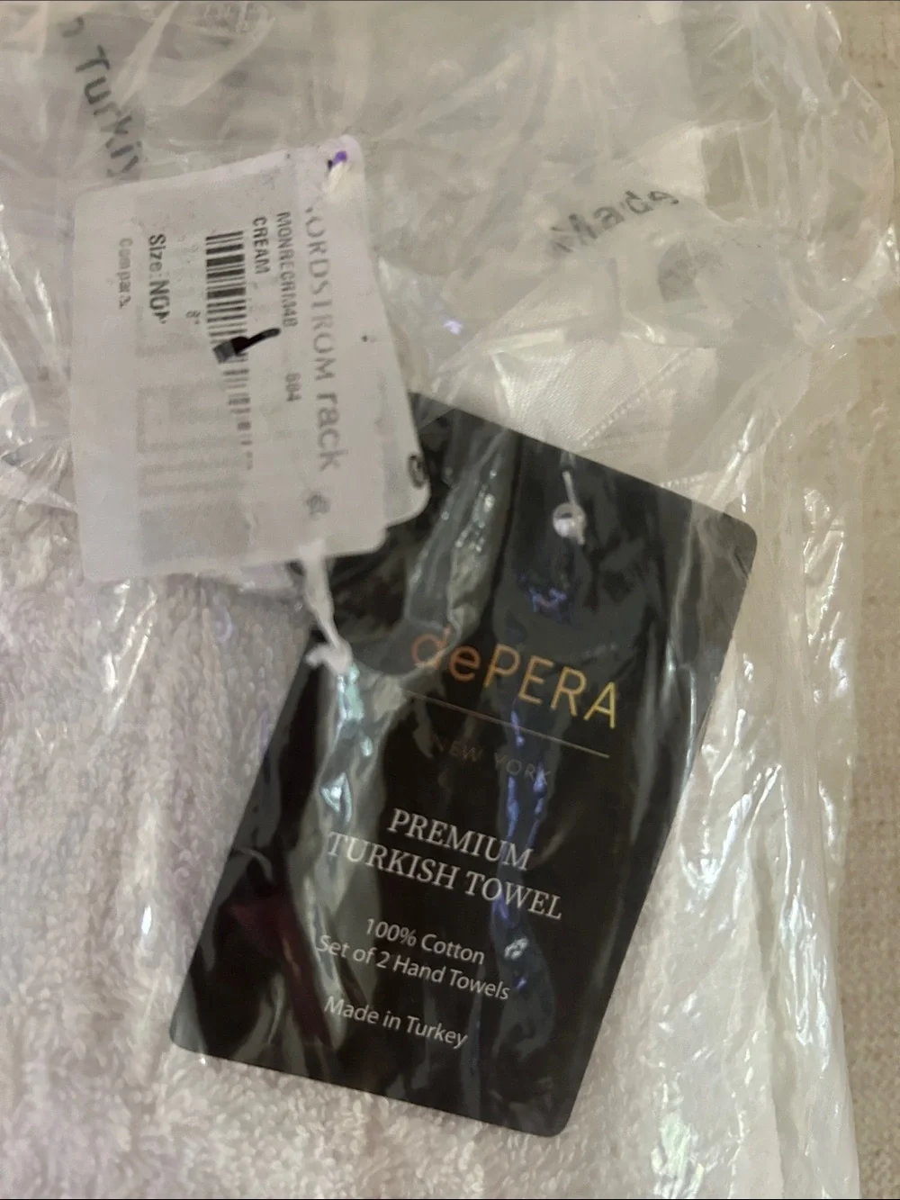Depera Home 4 Piece Puresoft Turkish Hand Towel Set White, NEW with tags
